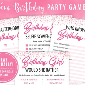 Teen Birthday Party Games – Virtual Birthday Girl Activities (PDF)