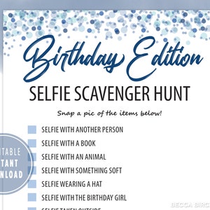 Selfie Scavenger Hunt Game - Birthday Girl - Virtual Birthday Party - Sweet 16 - Tween Birthday Party - Zoom Birthday - Teen Party Game