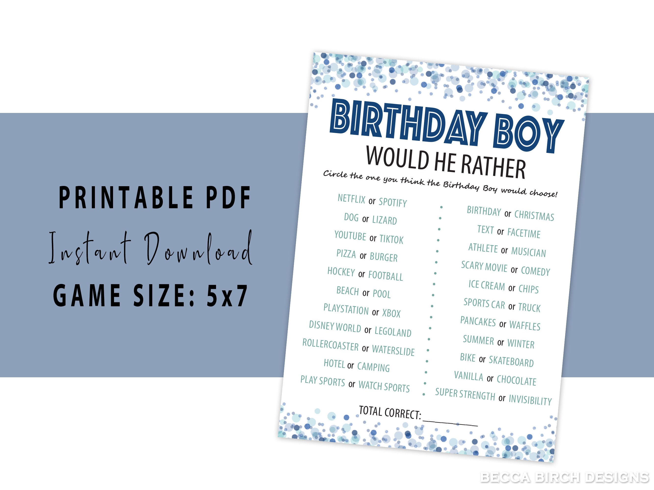 Boy Birthday Party Games - Virtual Birthday Party - Sweet 16 - Tween