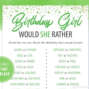 Wicked Birthday "Would She Rather" Game – Teen Party (PDF)