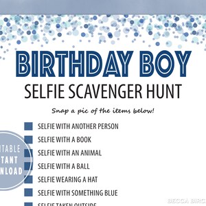 Selfie Scavenger Hunt - Virtual Birthday Party - Sweet 16 - Tween Birthday Party - Zoom Birthday Game - Birthday Boy Games