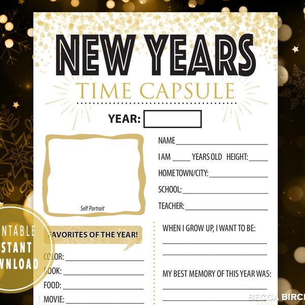 New Years Time Capsule for Kids | New Years Eve Game  | Kids and Teens NYE Party Game | NYE Party | NYE Sleepover | New Years Activity