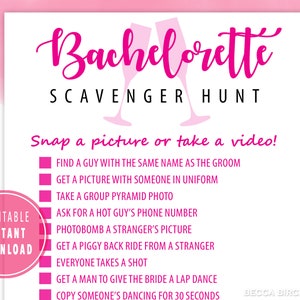 Bachelorette Scavenger Hunt Game - Nashlorette - Hen Night - Scavenger ...