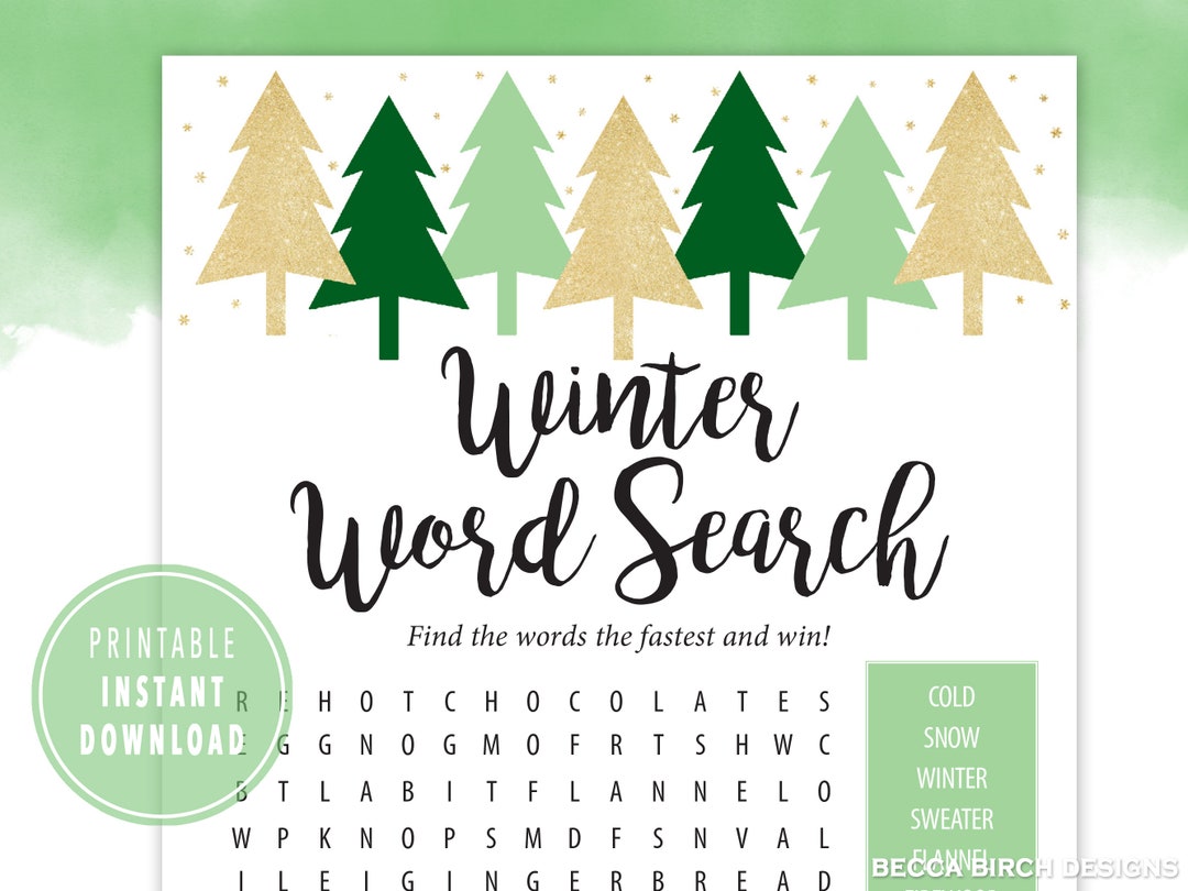 Winter Word Search Game – Printable Kids Activity (PDF) - Etsy