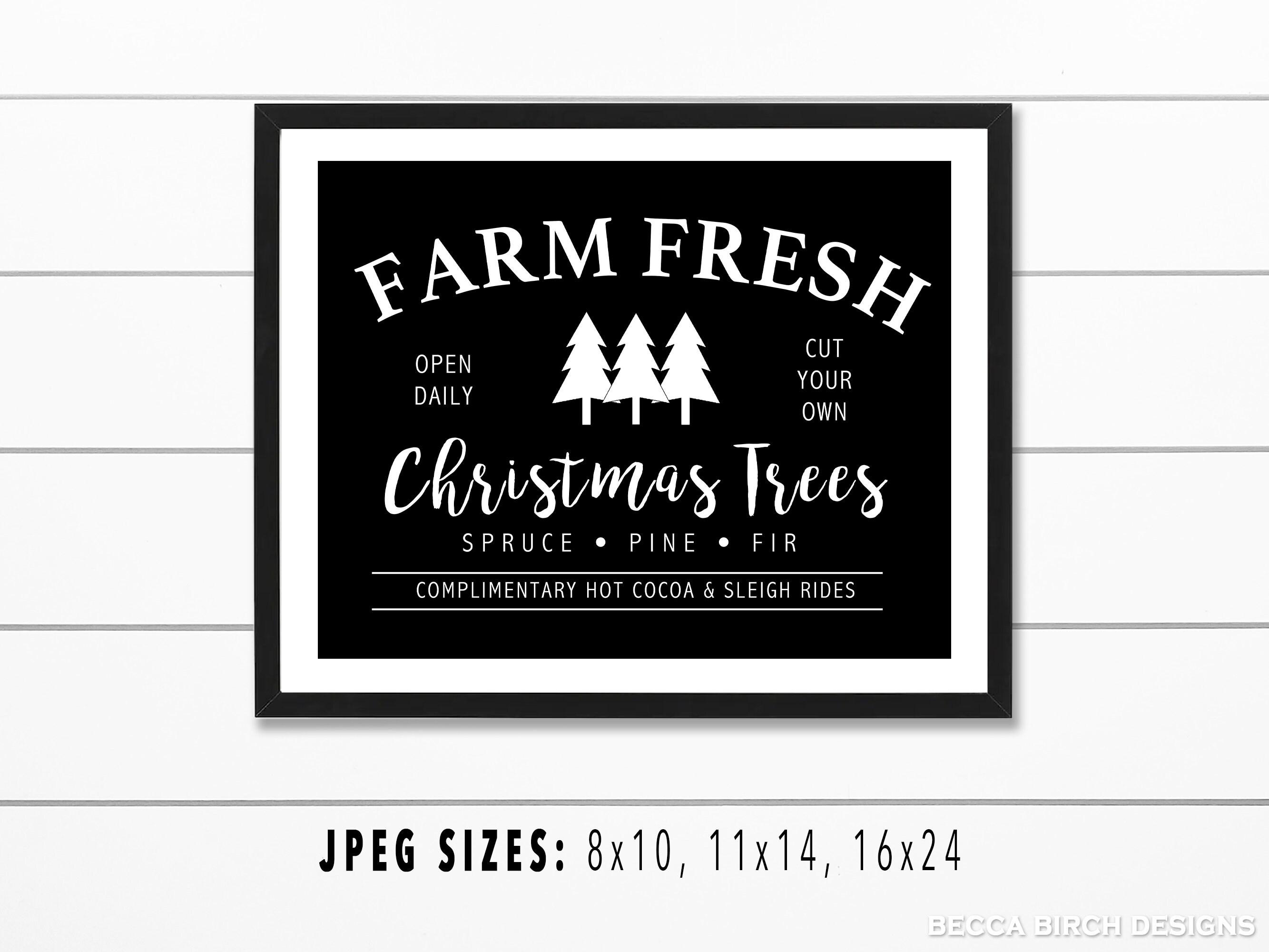 Christmas Tree Farm Wall Art Digital Download Printable Hygge Style