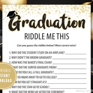 Graduation Riddle Game | Graduation Games For Kids, Teens, and Adults | College Grad Games | Grad Party | Graduation Classroom Activity