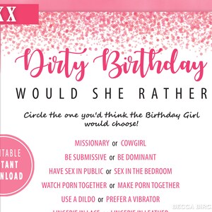 Dirty Birthday Drink If Game - Printable Birthday Game - Drinking ...