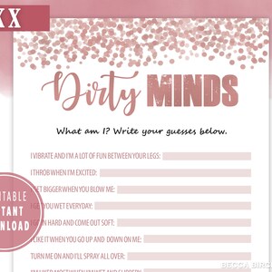 Dirty Minds Game - Printable Games - Naughty Bachelorette - Virtual Bachelorette - Girls Night - Bachelorette Ideas - Ladies Night