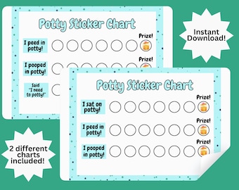 Potty Training Chart, Toddler Potty Sticker Chart, Sticker Chart, Potty Training, Potty Chart, Pre-School Chart