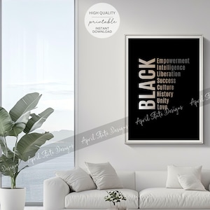 BLACK Empowerment Typography Printable Art - African-American Culture and History Poster - Motivational Digital Download Wall Art