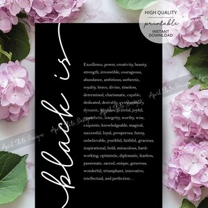 Black Is Empowerment Definition Printable Art - Word Art Typography Print - Cursive Affirmation Poster for Black Excellence Digital Download