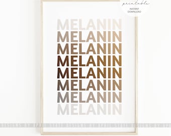 Melanin Poppin Print, Printable Art, Shades of Black, African American Art, Black Lives Matter, History, Black Decor, Color Shades, Blackart