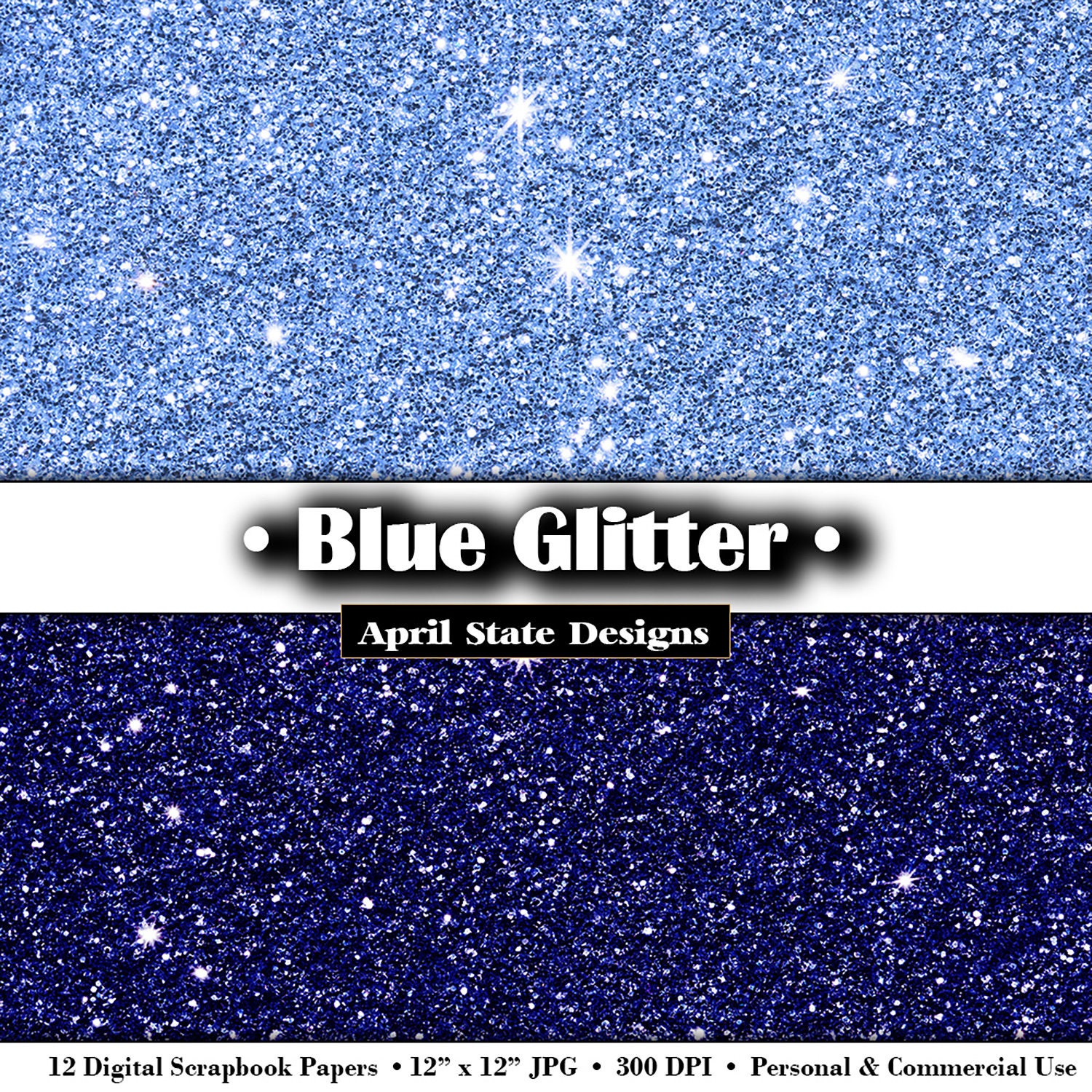 Blue Glitter Digital Paper Colorful Glitter Printable Paper Etsy