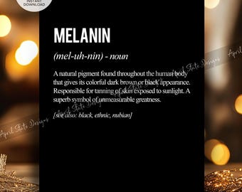 Melanin Definition Printable Art - Black African American Wall Art - Black History African Typography - Digital Download Black Culture Print