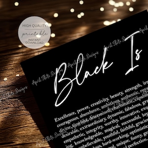 Black Is Typography Printable Art - Black Culture Definition Print - Inspirational Black Empowerment Wall Art  - Positive Words Digital Art