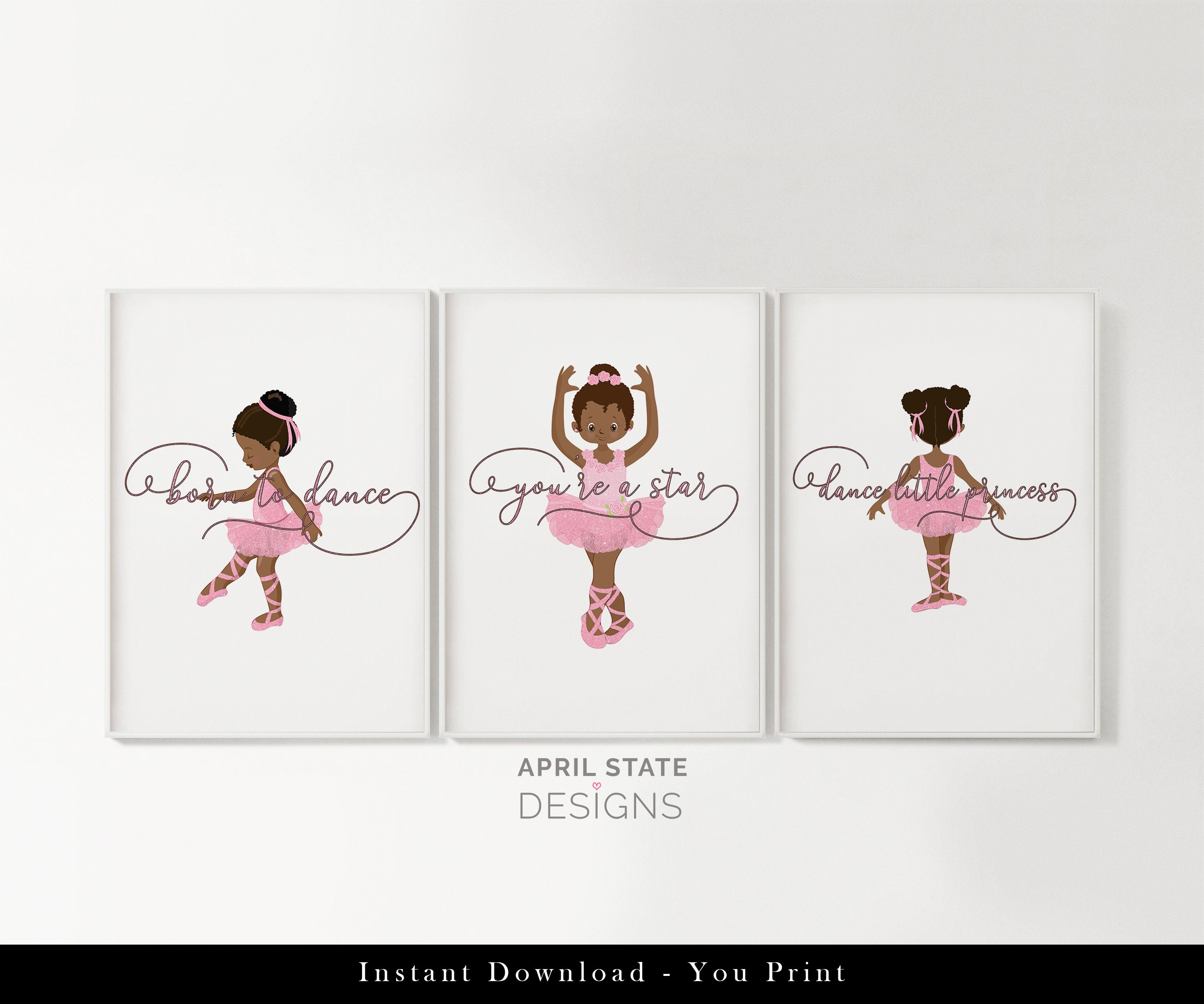 Black Ballerina Art Ballerina Printable Ballet Nursery Art | Etsy