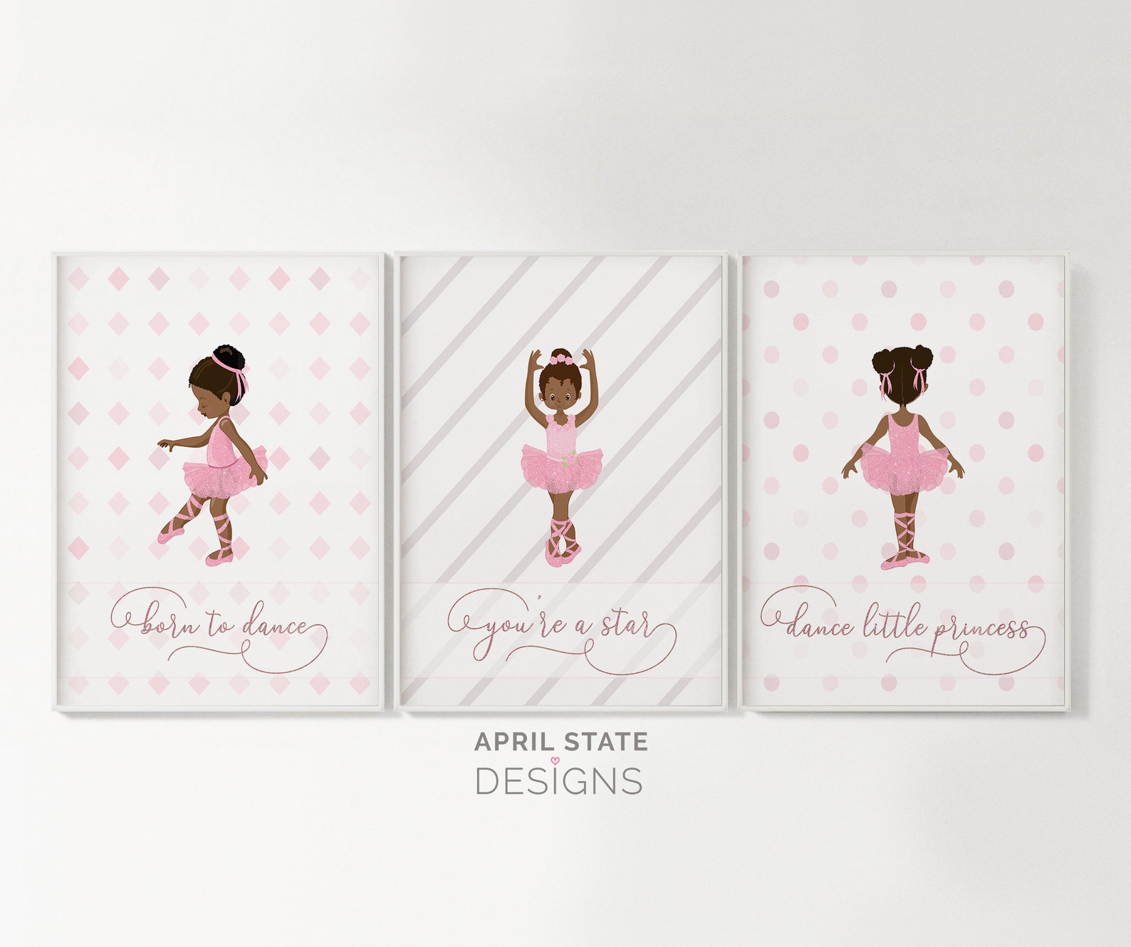 Black Ballerina Art Printable Art Set Girl Room Decor | Etsy
