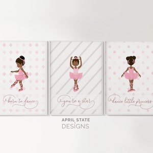 Black Ballerina Art, Printable Art Set, Girl Room Decor, Ballerina ...