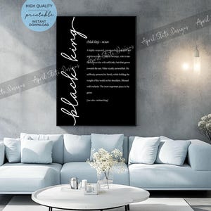 Black King Definition Printable Art - Modern Minimalist Typography Empowerment Poster - Cursive Motivational Instant Digital Art Download
