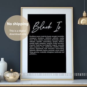 Black Is Print, Definition Print, Black Art, African American Art, Black History, Typography, Afro Art, Black Culture, African Print, Ethnic image 2