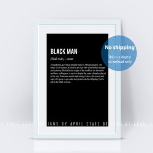 Black Man and Woman Definition Print Set, Typography, Melanin, Black Family, Above the bed art, Beautiful Black Art, Set of 2 prints image 4