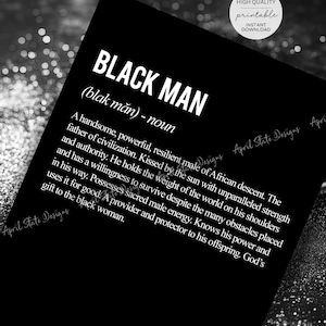 Black Man Definition Printable Art - Inspirational Typography Motivational Poster - Black Empowerment African American Man Wall Art