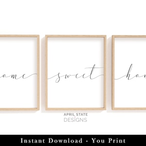 Home Sweet Home Print, Simple Typography Print, Sweet Home Poster, Livingroom Print,  Set of 3 Print, Welcome Home Print, Home Decor