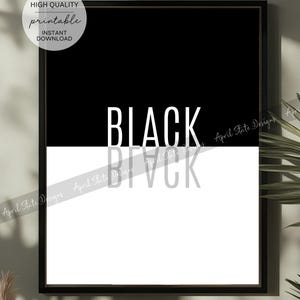 Black and White Bold Typography Printable Art - African American Melanin Wall Art - Digital Download Black History Gift - I Am Black History