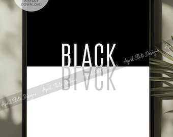 Zwart-wit vetgedrukte typografie afdrukbare kunst - Afro-Amerikaanse melanine muurkunst - digitale download Black History cadeau - I Am Black History