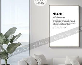 Melanin Definition Printable Art - African-American Black Wall Art -  Black History Typography Black Culture Ethnic Digital Download Print