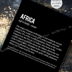 Africa Definition Typography Printable Art - Minimalist Cultural Heritage Geography Wall Art - African Heritage Decor Digital Download