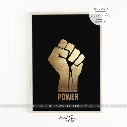Black Power Fist Black Pride African American Art Glitter Etsy