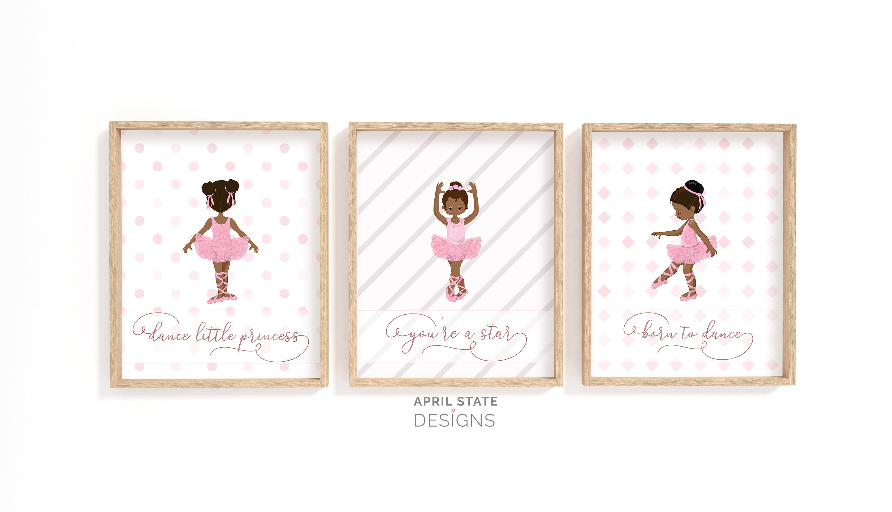Black Ballerina Art Printable Art Set Girl Room Decor | Etsy