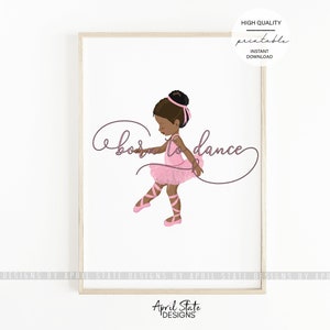 Black Ballerina Art, Printable Art, Nursery Art, Born to Dance, Girls ...