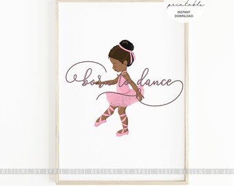 Black Ballerina art, Printable Art, Nursery Art, Born to Dance, Girls Room, Ballerina Print, ballet nursery wall art, Girls ballerina room