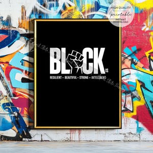 Black Power Typography Printable Art - Black Culture Definition Print - Inspirational Empowering Black Pride Home Decor Digital Wall Art