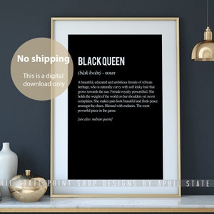 Black Queen Definition Print, Melanin Queen, Art Print, Typographic Art, Black girl, Melanin Print, Black Girls Rock, Beautiful Black Art image 2