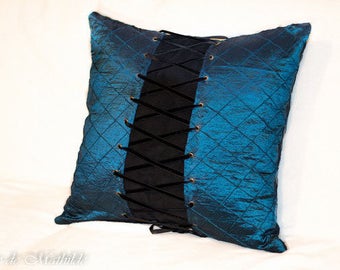 Blue and Black Corset pillow 19" by 19"