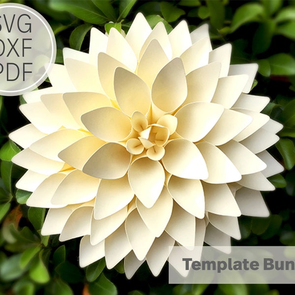 8 inches Paper Flower Dahlia Template| SVG, DXF & Pdf| Template| Cricut and Cameo Silhouette| Paper Flower DIY