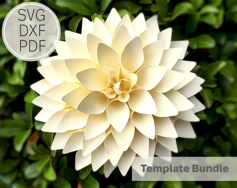 8 Inches Paper Flower Dahlia Template SVG DXF &amp; Pdf - Etsy