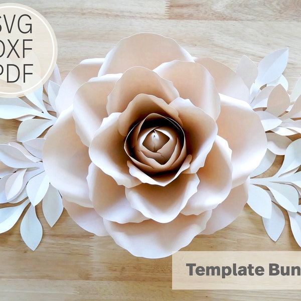 15 Inchess Paper Flower Duchess Rose Template| SVG, DXF & PDF| Remove|Cricut and Cameo Silhouette| Paper Flower DiY
