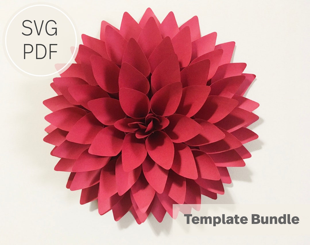 12 Inches Paper Flower Dahlia Template SVG and PDF Template Cricut