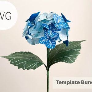 Modelo digital de hortênsia de papel DIY I Modelo SVG para Cricut e Cameo Silhouette I Flores de buquê de flores de papel I Flores de papel de casamento