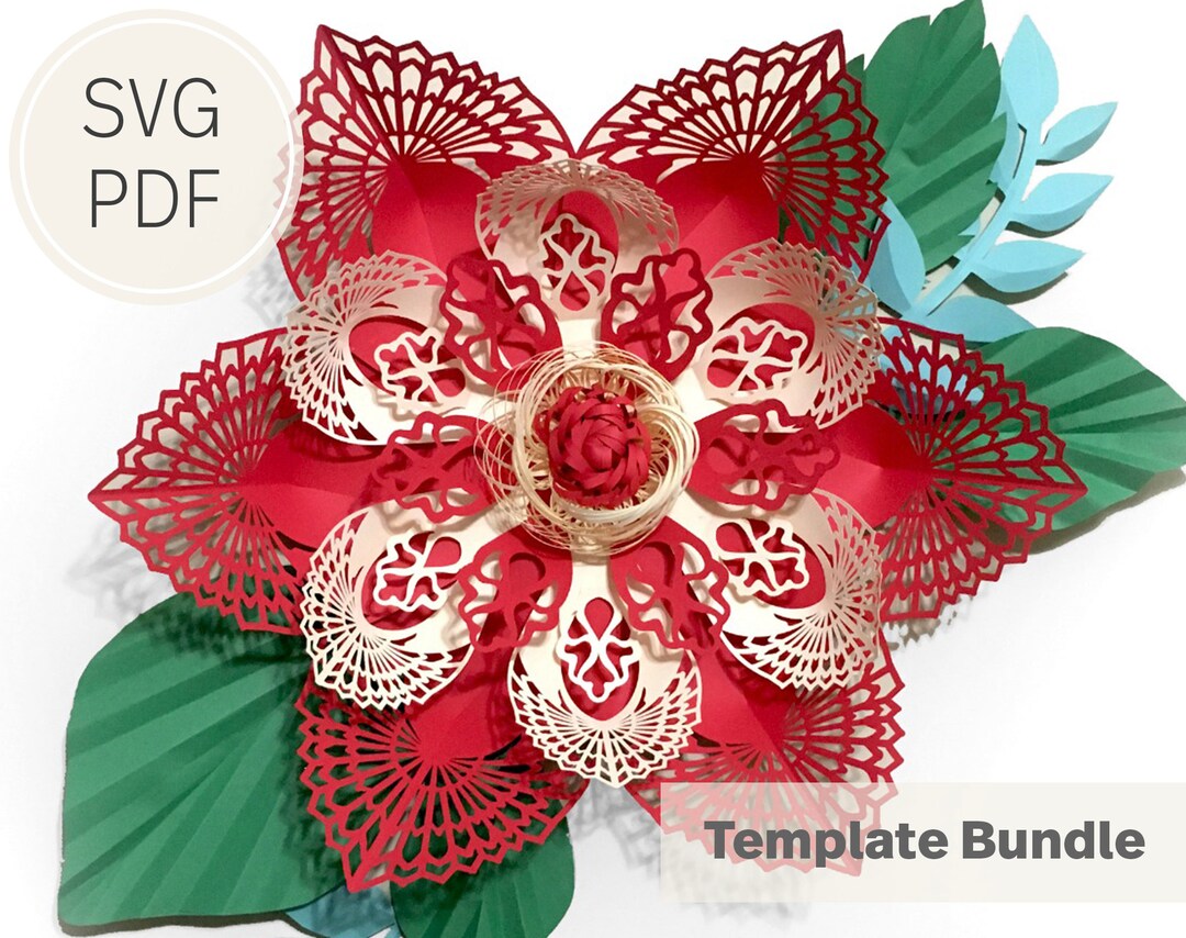 Large Lace Paper Flower Template, SVG and PDF Template , Intricated