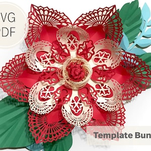 Large lace Paper Flower Template, SVG and PDF Template , Intricated cuts for Cricut and Cameo Silhouette