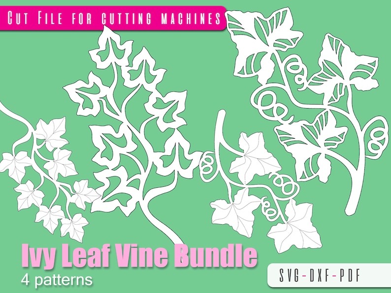 Ivy Leaf Vine Template Bundle SVG DXF and PDF Printable | Etsy