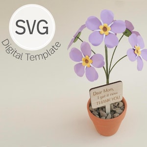Paper Forget Me Not SVG Template for Cricut and Cameo Silhouette Machines de découpe, DIY fleurs en papier