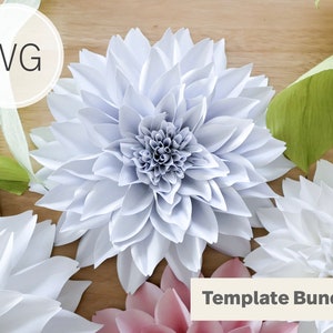 DIY grote papieren dahlia cafe au lait digitale sjabloon I SVG sjabloon voor Cricut & Cameo silhouet I grote papieren bloemen I DIY bruiloft decor
