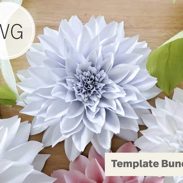 DIY large paper dahlia cafe au lait digital template I SVG Template for Cricut & Cameo Silhouette I large paper flowers I DIY wedding decor
