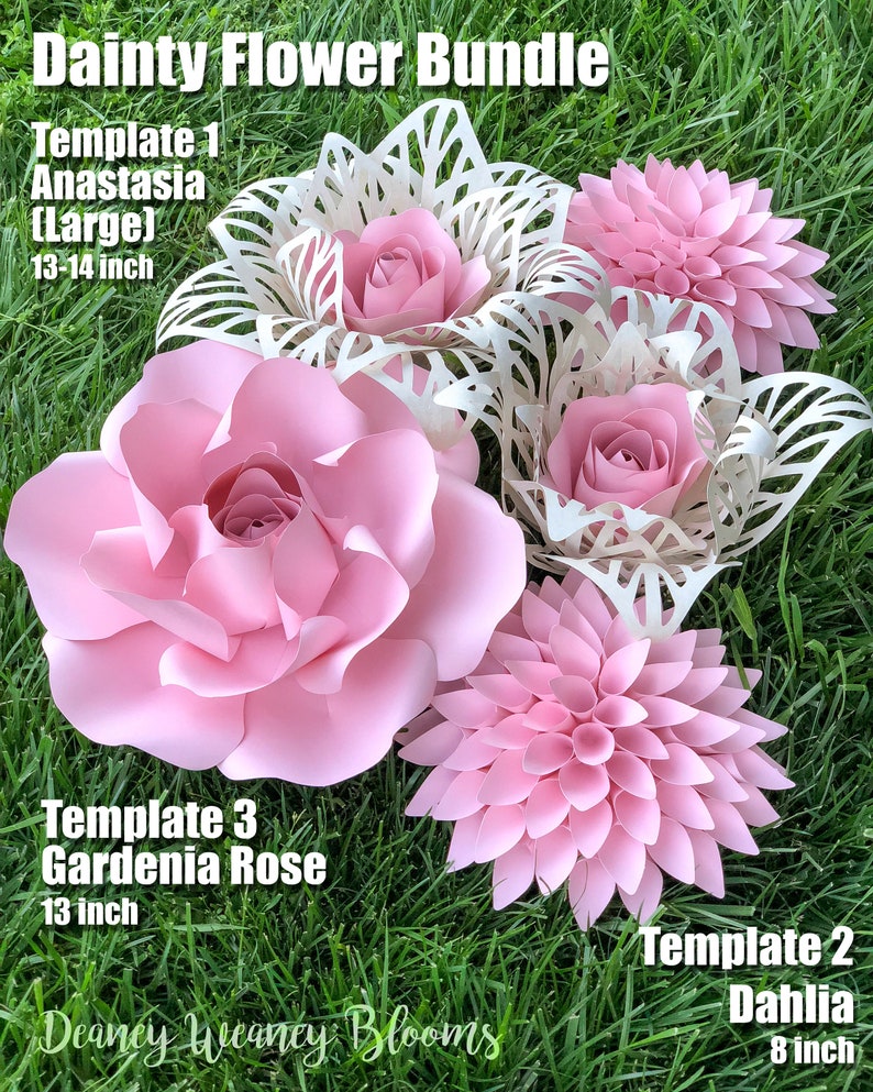 Large Dainty Paper Flower Bundle Template SVG DXF & PDF Etsy